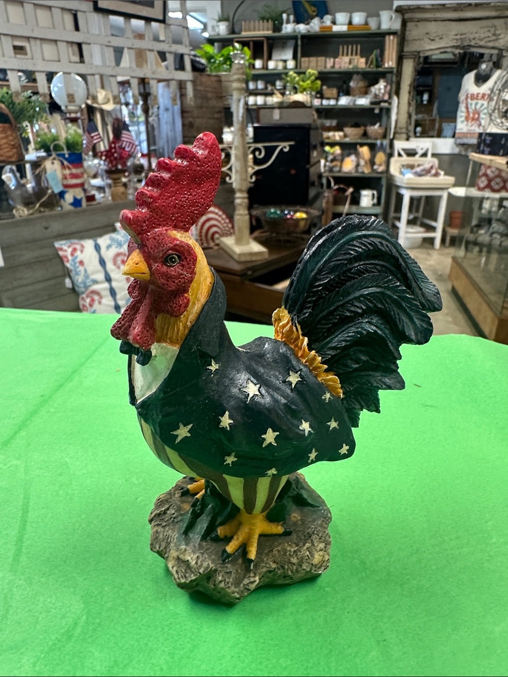 Patriotic Rooster Figurine - Red, Black, Yellow